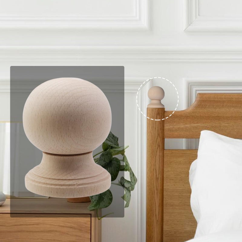 Risbay Unfinished Wood Finials Decorative,4"" Tall x 3-1/8"" Wide Wooden Finials for Bed Post Finial, Curtain Rod Finials, DIY Crafts Finials-Type 1, 2PCS - Image 5